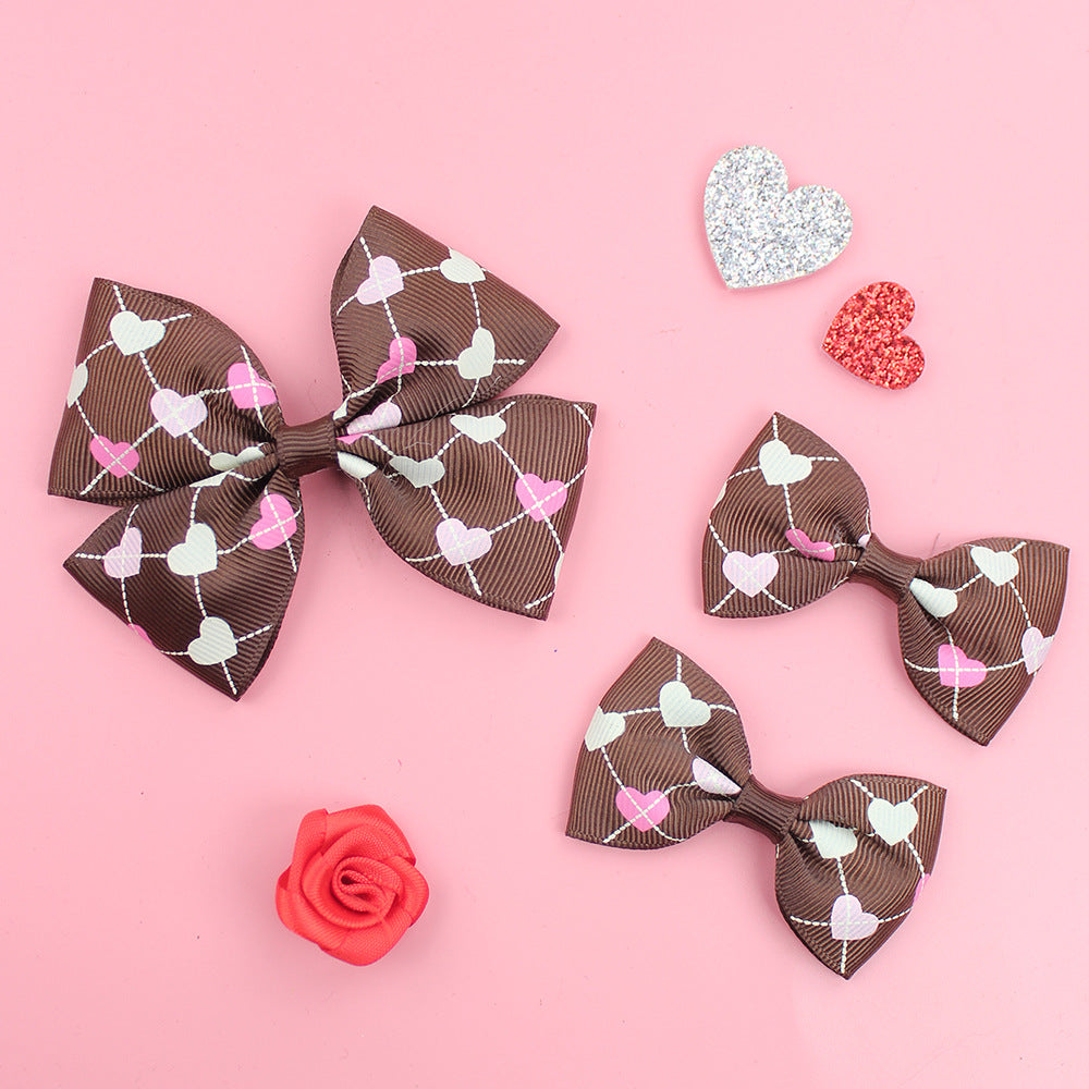 Wholesale 5pcs Valentine's Day Love Heart Children's Girl Side Clip One Large and Two Small Hairpins